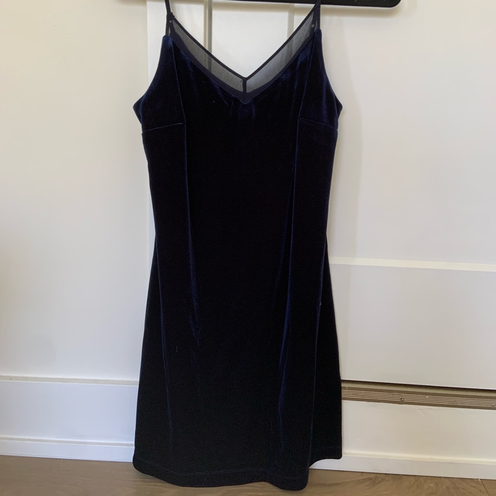 Navy Blue Velvet Slip Dress